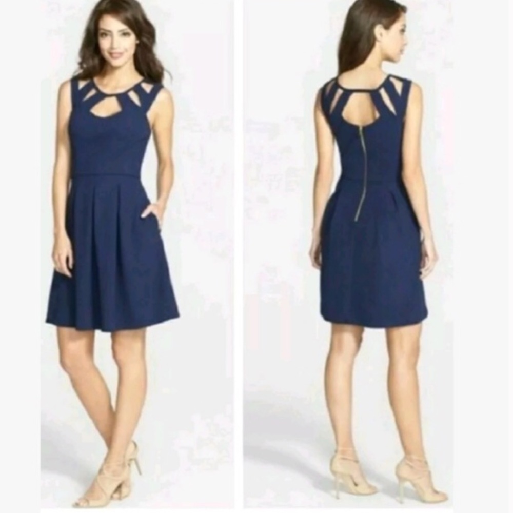 Betsey Johnson NWT Dark Navy Blue Cage Collared Dress - Size 4